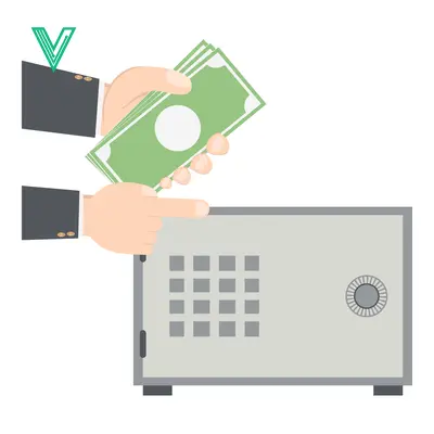 Aset desain premium: Hands Putting Money Into a Safe Deposit Box