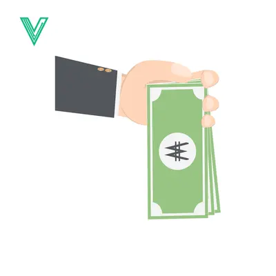 Hand holding South Korean Won banknotes financial transaction concept