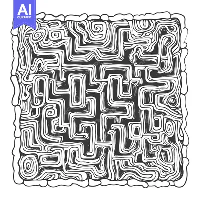 Abstract Black and White Swirly Pattern Inside Square Frame