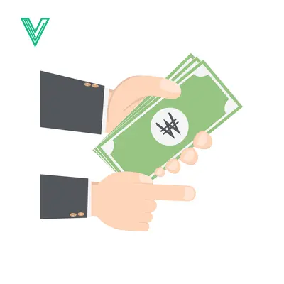 Hand giving Korean Won bills financial transaction concept