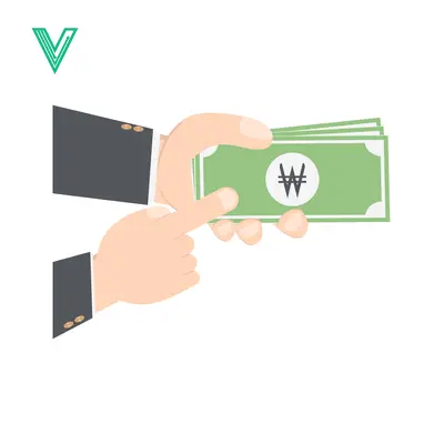 Hand holding South Korean Won currency bills for payment
