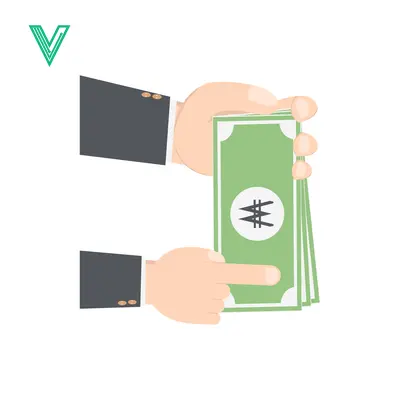 Aset premium populer: Illustration of hands exchanging Korean Won bills