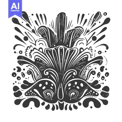 Aset premium populer: Abstract black and white symmetrical floral pattern