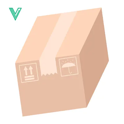 Cardboard Box with Shipping Symbols and Tape