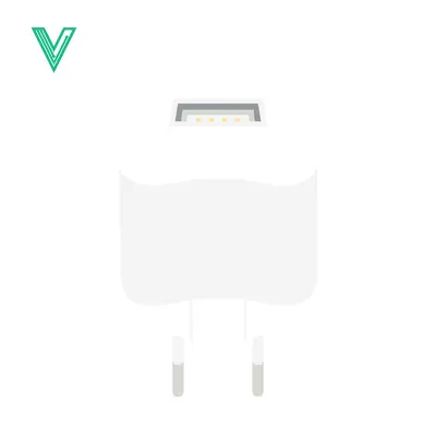 White USB Power Adapter with Foldable Prongs
