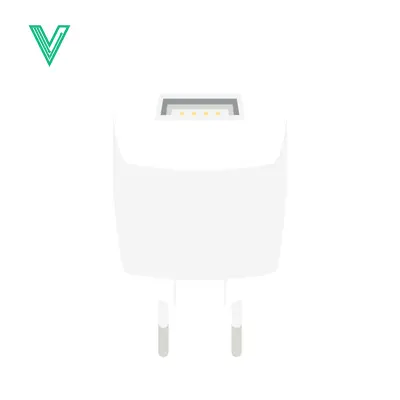 White USB Power Adapter with EU Plug