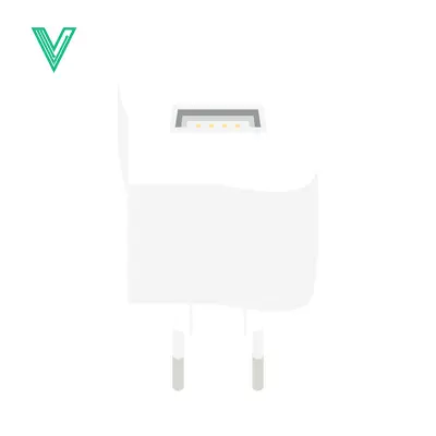 White USB Wall Charger Adapter with Two Pins