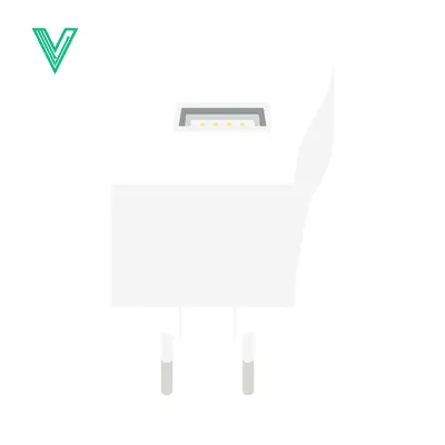 Premium design asset: White USB Power Adapter with Foldable Prongs