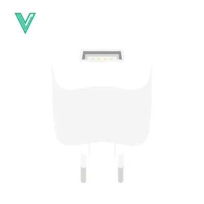 White USB Power Adapter with European Plug