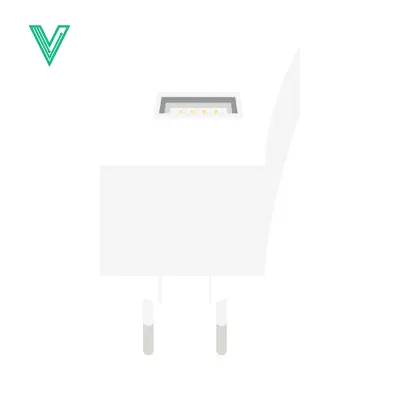 White USB Power Adapter with Foldable Prongs