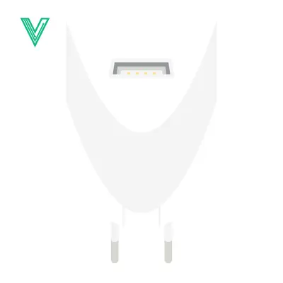 White USB Wall Charger Adapter with Two Prongs