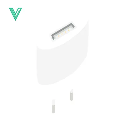 White USB Power Adapter with Two Pins