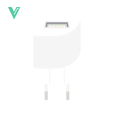 White USB Power Adapter with Foldable Prongs