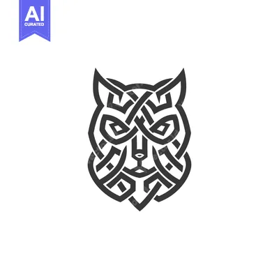 Abstract Celtic Knot Design Depicting a Wolf's Face