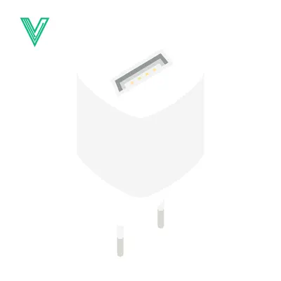 White USB Power Adapter with Foldable Prongs