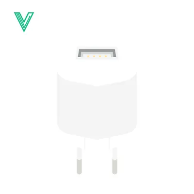 Aset premium populer: White USB Power Adapter with Two Prongs