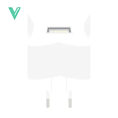 White USB Power Adapter with Integrated Plug