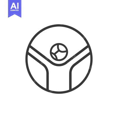 Aset desain premium: Abstract Circle with a Ball and Curved Lines Symbol