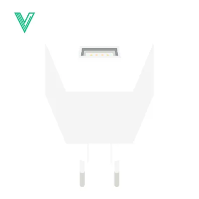 White USB Power Adapter with Foldable Prongs