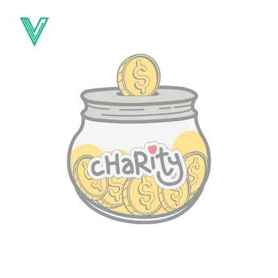 Charity Jar with Coins and Dollar Signs