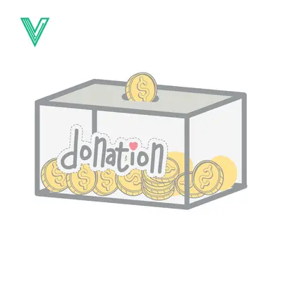 Transparent Donation Box Filled with Coins and the Word Donation