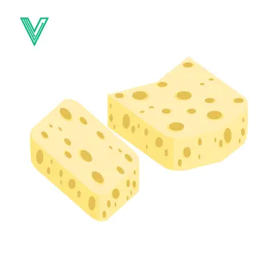 Two pieces of Swiss cheese with holes isolated on white background