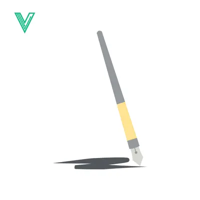 Aset desain premium: Elegant Fountain Pen with Ink Shadow Illustration
