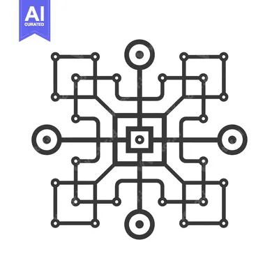 Aset desain premium: Abstract Circuit Board with Circular Connections