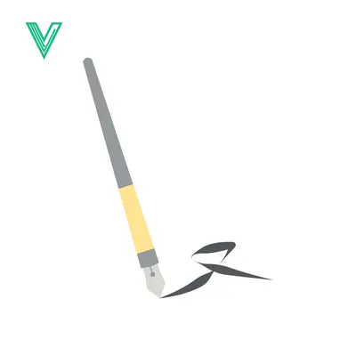 A paintbrush creating a stroke of black ink on a white background
