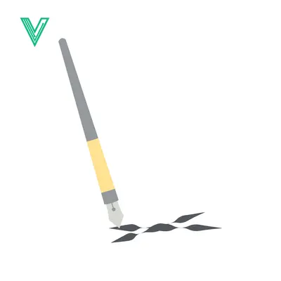 A paintbrush creating abstract shapes on a white background