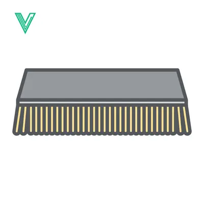 Illustration of a striped awning with a gray top and fringe