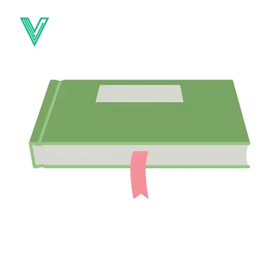A Simple Green Book with a Pink Bookmark and Label