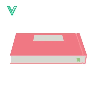 A simple illustration of a closed pink book with a blank label on the cover isolated on a white background