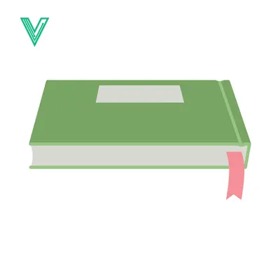 Green Book with Pink Bookmark on White Background