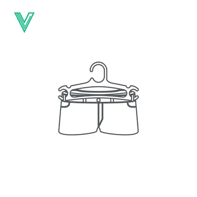 Minimalist Line Art Icon of Denim Shorts on a Hanger