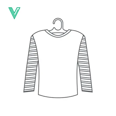 Minimalist line drawing of a long-sleeved shirt with striped sleeves on a hanger