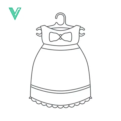 Simple Line Art Drawing of a Baby Dress on a Hanger