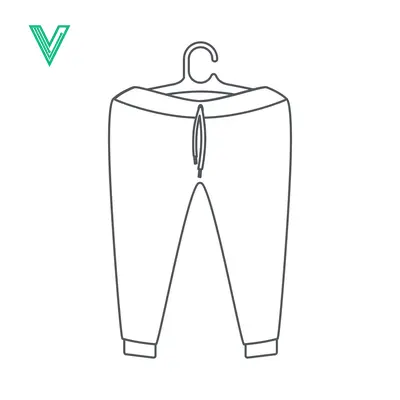 Line art illustration of a pair of pants on a hanger