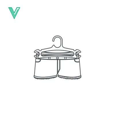 Minimalist Line Art of Denim Shorts on a Hanger