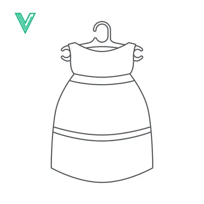 Aset desain premium: Simple Line Art Drawing of a Dress on a Hanger