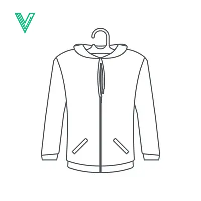 Line Art Illustration of a Zip-Up Hoodie on a Hanger