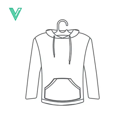 Simple Line Drawing of a Hoodie on a Hanger