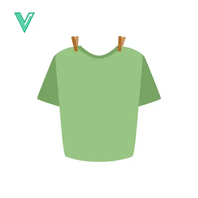 Aset desain premium: Simple Green T-Shirt Drying on a Clothesline