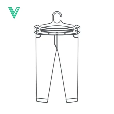 Line art illustration of a pair of jeans hanging on a hanger