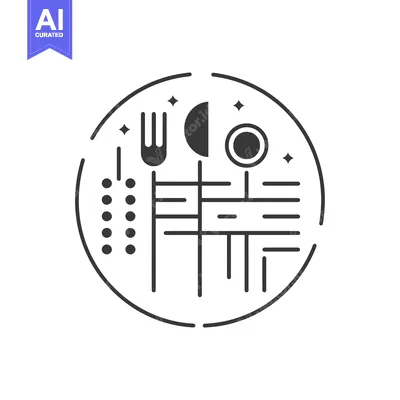 Aset premium populer: Abstract Circular Design Featuring Fork, Spoon, and Plate
