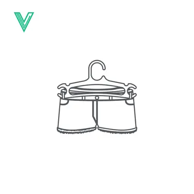 Simple Line Drawing of Denim Shorts on a Hanger