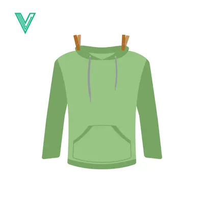 Green Hoodie Drying on Clothesline with Clothespins