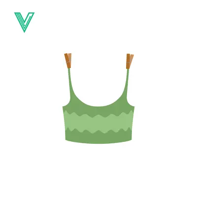 Green Cropped Tank Top with Wavy Design and Straps