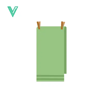 Green Towel Hanging on Clothesline with Wooden Clothespins
