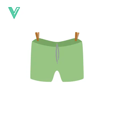 Green Shorts Hanging on Clothesline Illustration